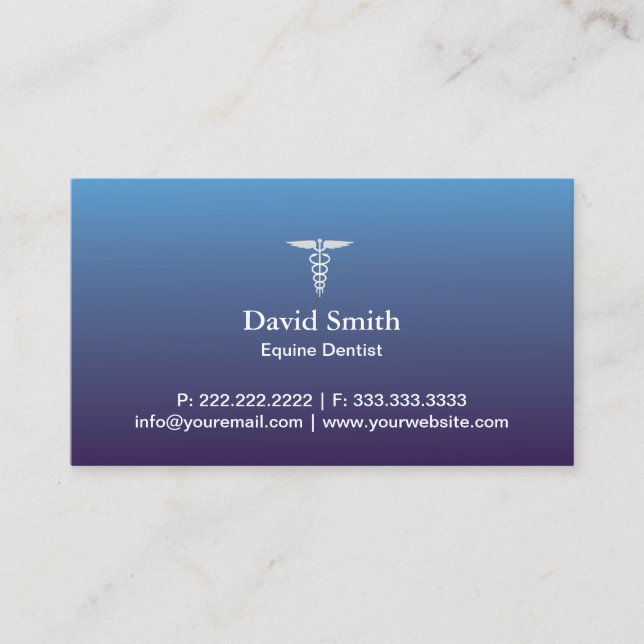 Equine Medical & Dental Service Professional Blue Business Card (Front)