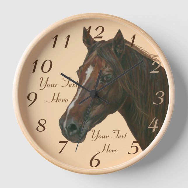 equine portrait art of chestnut mare horse clock (Front)