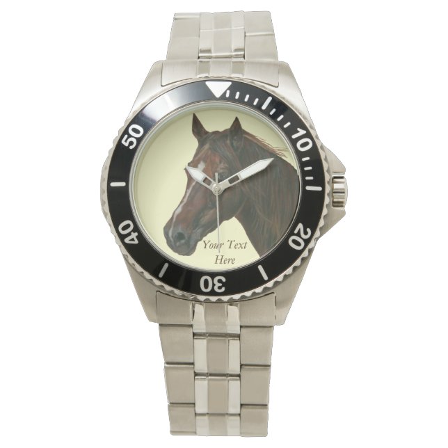 equine portrait of chestnut mare brown horse watch (Front)