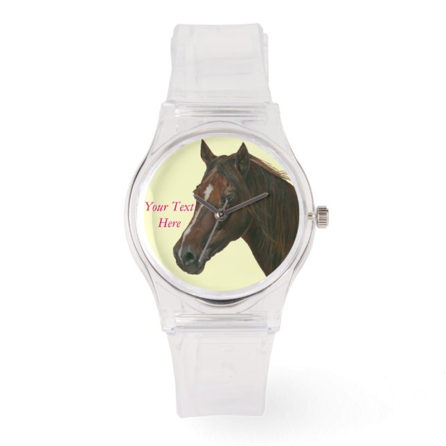 equine portrait of chestnut mare brown horse watch (Front)