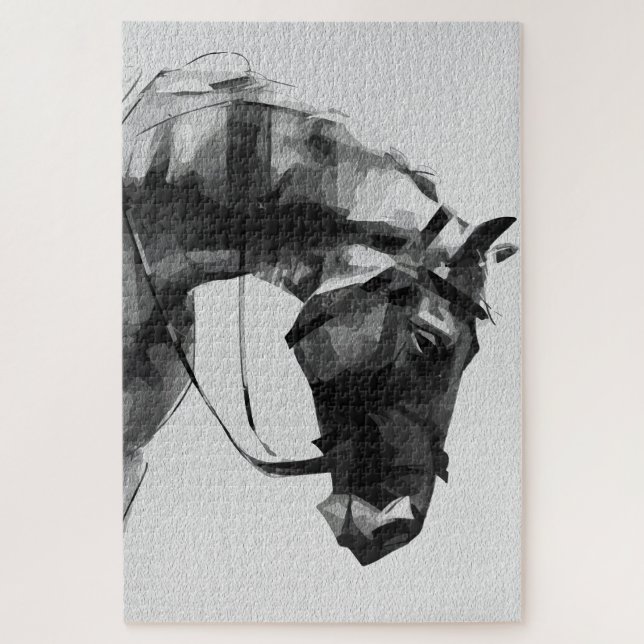 Equine Strength in Monochrome Jigsaw Puzzle (Vertical)