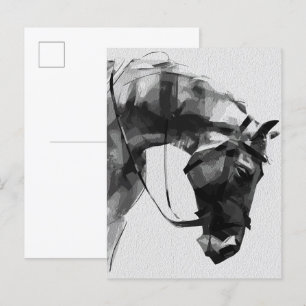 Equine Strength in Monochrome Postcard