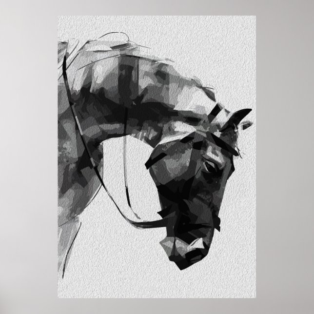 Equine Strength in Monochrome Poster (Front)