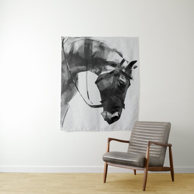 Equine Strength in Monochrome Tapestry (In Situ)