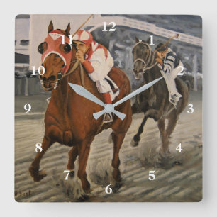 Equine Thoroughbred Wins Horse Race Square Wall Cl Clock