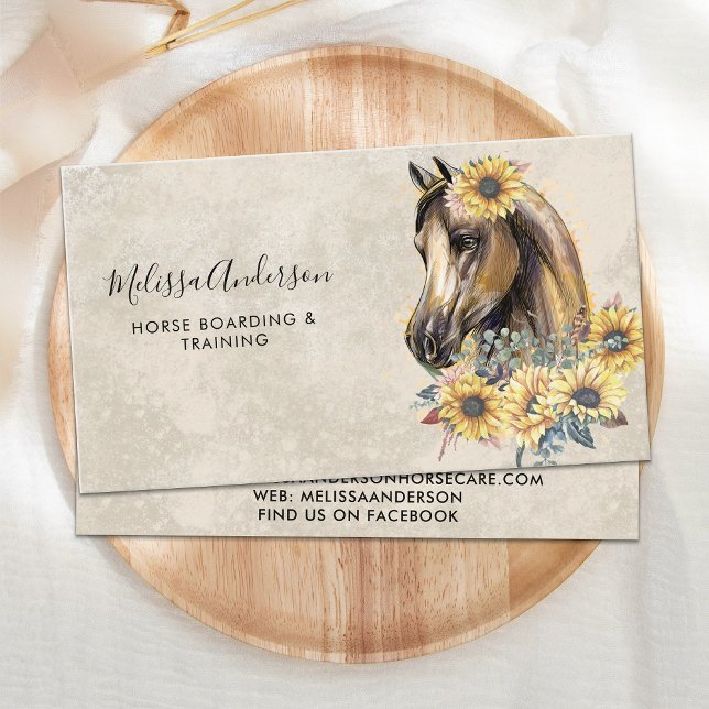Equine Vintage Horse Sunflowers Equestrian Business Card (Creator Uploaded)