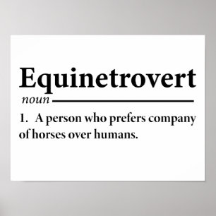 Equinetrovert Definition Funny Equestrian Poster
