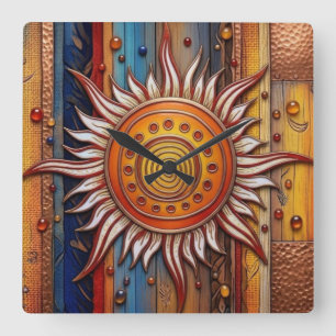 Equinox Mandala Sun Square Wall Clock