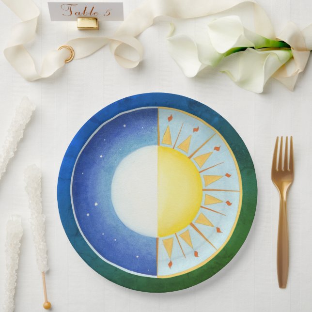 Equinox Sun and Moon Paper Plate (Wedding)