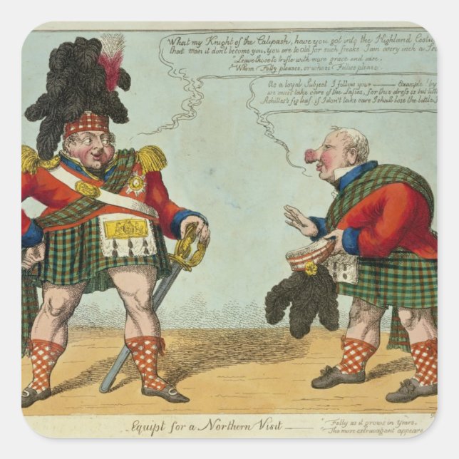 Equipt for a Northern Visit, 1822 Square Sticker (Front)