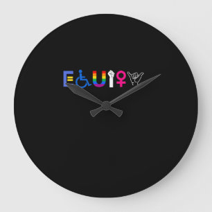 _EQUITY_ Equal Rights LGBTQ Ally Unity Pride Femin Large Clock