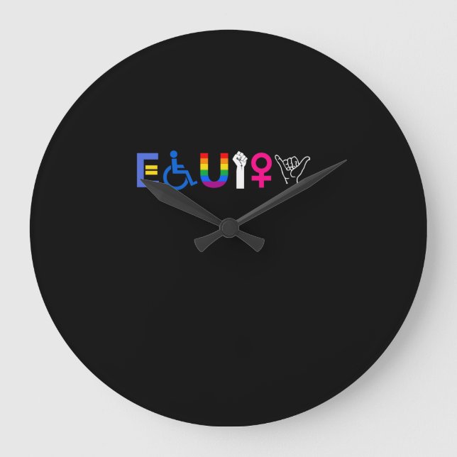 _EQUITY_ Equal Rights LGBTQ Ally Unity Pride Femin Large Clock (Front)
