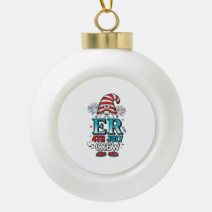 ER 4th July Crew Patriotic Gnome Shirt Design_1 Ceramic Ball Christmas Ornament