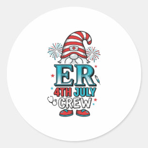 ER 4th July Crew Patriotic Gnome Shirt Design_1 Classic Round Sticker