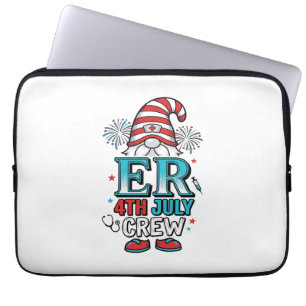 ER 4th July Crew Patriotic Gnome Shirt Design_1 Laptop Sleeve