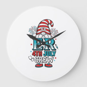 ER 4th July Crew Patriotic Gnome Shirt Design_1 Large Clock