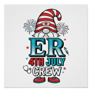 ER 4th July Crew Patriotic Gnome Shirt Design_1 Poster