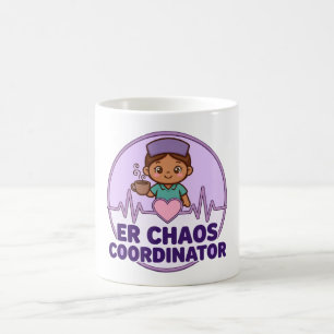ER Chaos Coordinator — Cute ER Nurse with Coffee, Coffee Mug