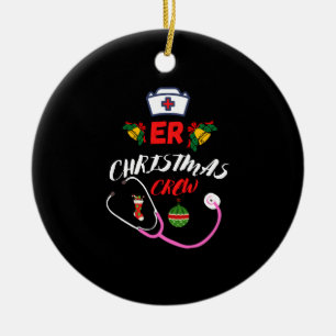 ER Christmas Crew Ceramic Ornament