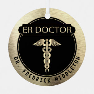 ER Doctor  👨‍⚕️ - Black and Gold Metal Tree Decoration