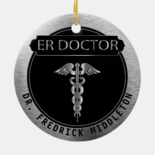 ER Doctor 👨‍⚕️  - UpScale Black and Silver Ceramic Ornament