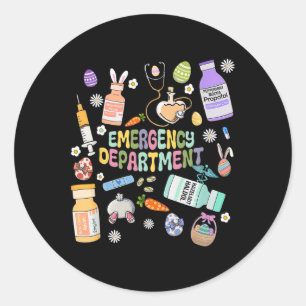 Er Easter Nurse Crew Easter Day Emergency Room Nur Classic Round Sticker