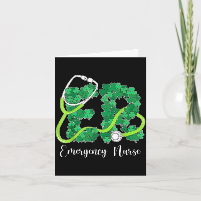 Er Emergency Nurse Stethoscope St. Patrick's Day S Card (Front)