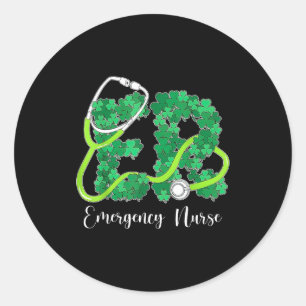Er Emergency Nurse Stethoscope St. Patrick's Day S Classic Round Sticker