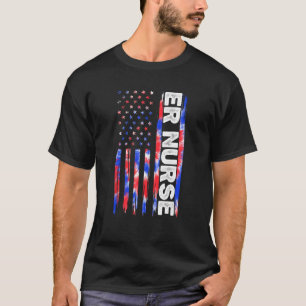 ER Emergency Room Nurse Tie Dye American Flag 4th  T-Shirt