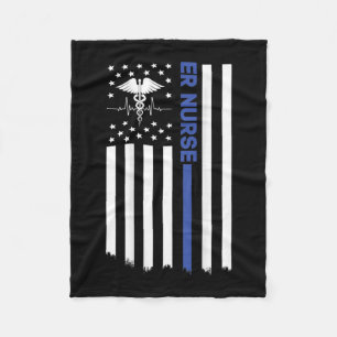 ER Nurse American Flag Nursing ER EMT Nurse Fleece Blanket