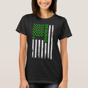 ER Nurse American Flag Shamrock St Patrick's Day 2 T-Shirt