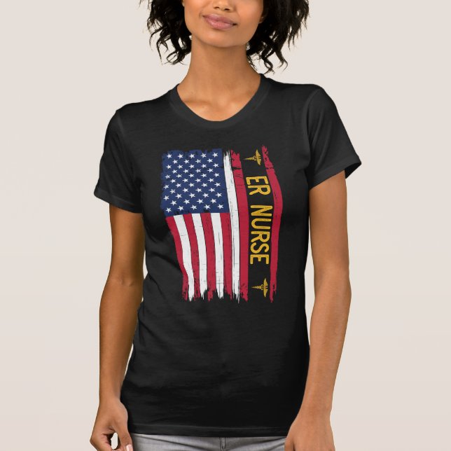 Er Nurse American Flag T-Shirt (Front)