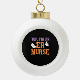 ER Nurse Boo Crew Emergency Room Nurse Halloween C Ceramic Ball Christmas Ornament
