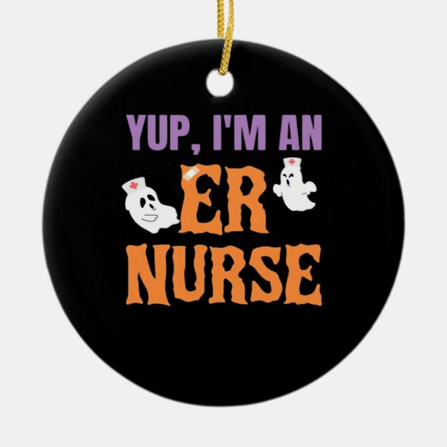 ER Nurse Boo Crew Emergency Room Nurse Halloween C Ceramic Ornament (Front)