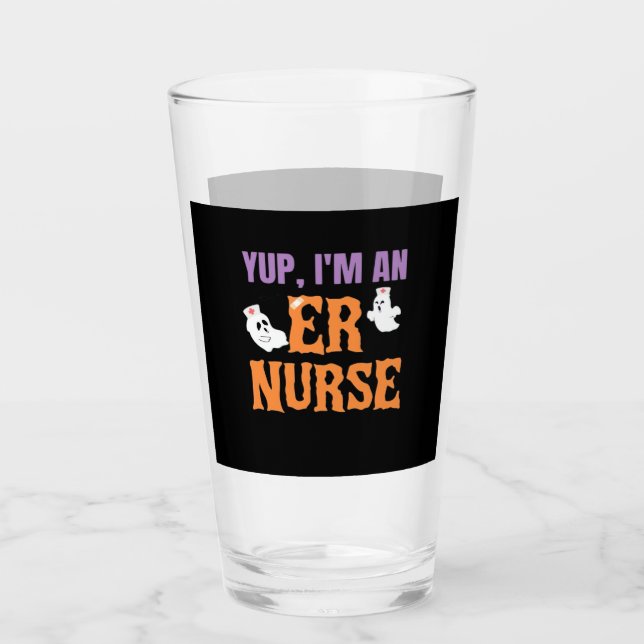 ER Nurse Boo Crew Emergency Room Nurse Halloween C Glass (Front)
