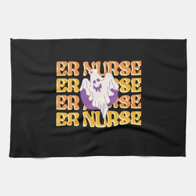 ER Nurse Boo Crew Emergency Room Nurse Halloween C Tea Towel (Horizontal)
