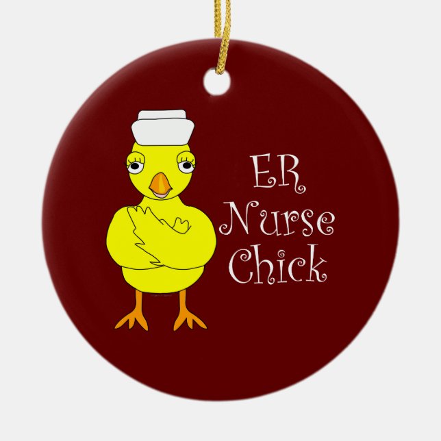 ER Nurse Chick Ceramic Ornament (Front)