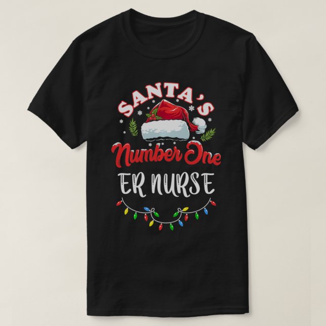 ER Nurse Christmas Gift Men Women Santas Number On T-Shirt (Design Front)