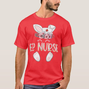 ER Nurse Easter Nurse Floral Bunny T-Shirt