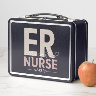 ER Nurse Emergency Strong Aesthetic Typography Metal Lunch Box