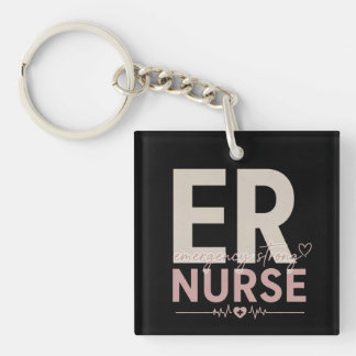 ER Nurse Emergency Strong Typography Key Ring