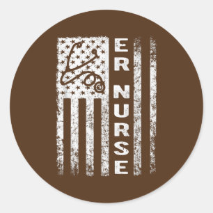 Er Nurse Flag Emergency Room Nurse  Classic Round Sticker