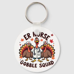 ER Nurse Gobble Squad Thanksgiving Nursing Key Ring
