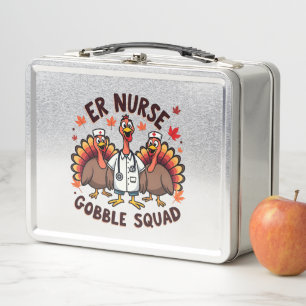 ER Nurse Gobble Squad Thanksgiving Nursing  Metal Lunch Box