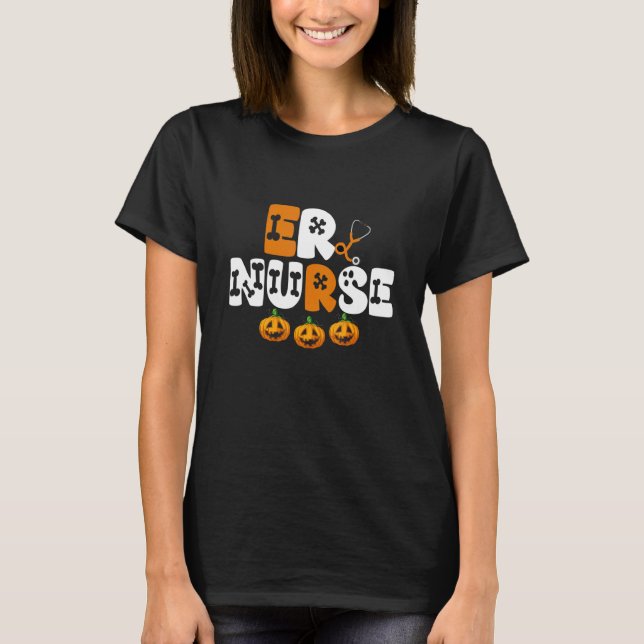ER Nurse Halloween ED Emergency Room Nursing Witch T-Shirt (Front)