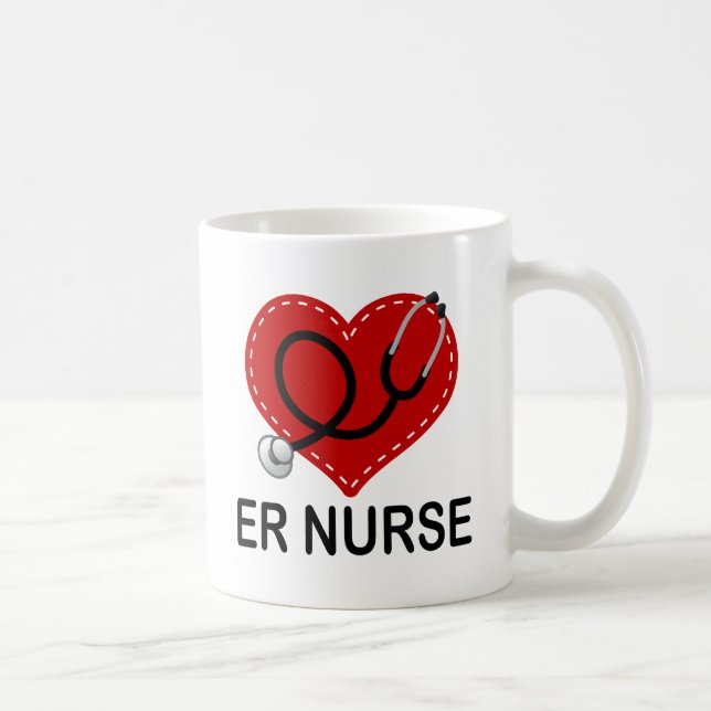 Er Nurse Heart Stethoscope Coffee Mug (Right)