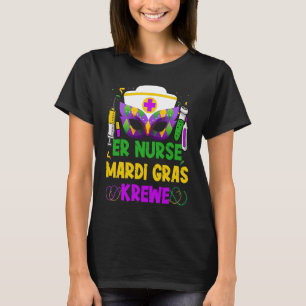 ER Nurse Krewe Mardi Gras Nursing Mask Carnival W T-Shirt
