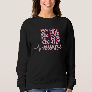 ER Nurse Leopard Heartbeat EKG Pulse Nursing Schoo Sweatshirt