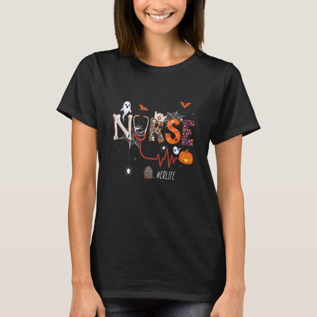 Er Nurse Pumpkin Halloween Emergency Room Nursing T-Shirt (Front)
