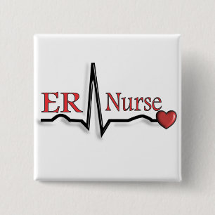 ER Nurse QRS Design 15 Cm Square Badge